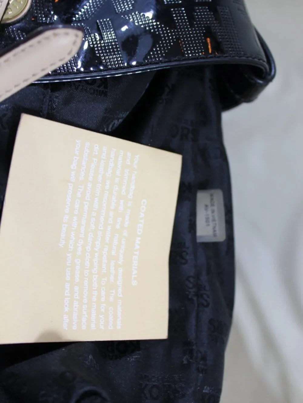 Michael Kors MK Logo Tote Black Patent PVC Large‎ Shoulder Bag Gold